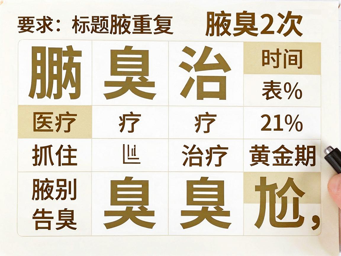 腋臭治疗时间表，抓住腋臭治疗黄金期，告别腋臭尴尬（标题重复腋臭2次）