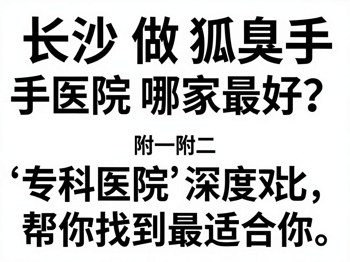 长沙做狐臭手术医院哪家最好？附一附二与专科医院深度对比，帮你找到最适合你的那家