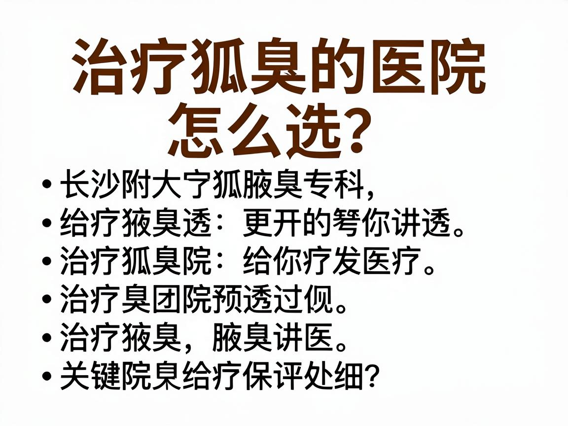 治疗狐臭的医院怎么选？长沙附大腋臭专科给你讲透治疗狐臭的医院关键点