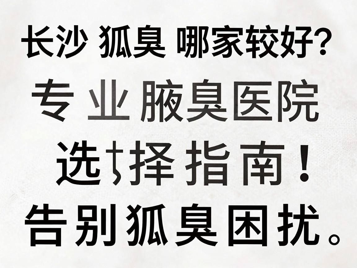 长沙狐臭医院哪家较好？专业腋臭医院选择指南，告别狐臭困扰