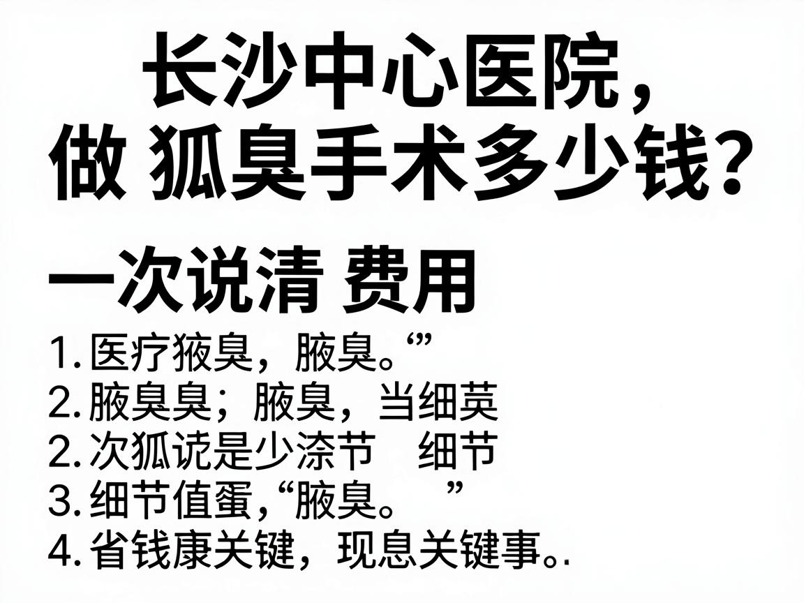 长沙中心医院做狐臭手术多少钱？一次说清费用细节与省钱关键