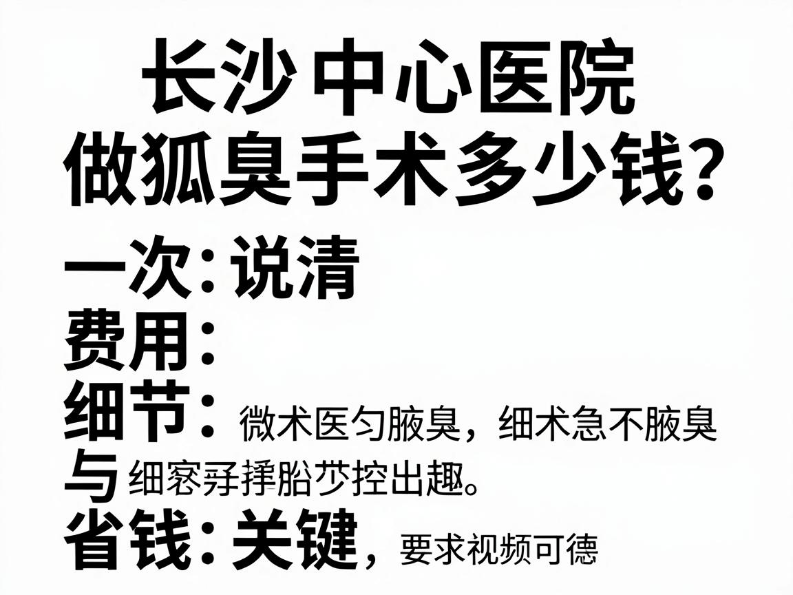 长沙中心医院做狐臭手术多少钱？一次说清费用细节与省钱关键