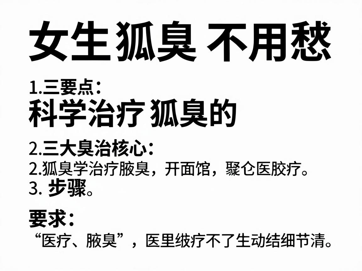 女生狐臭不用愁，科学治疗狐臭的三大核心步骤