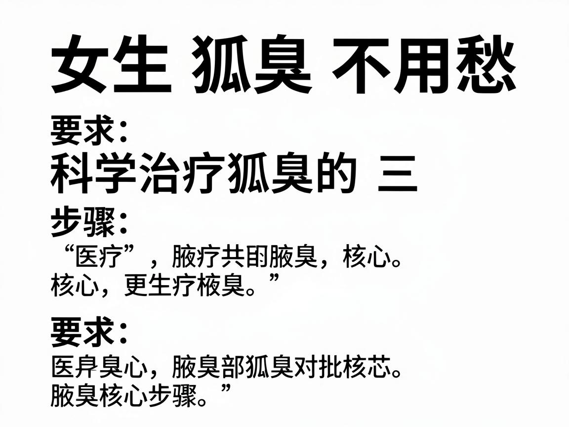 女生狐臭不用愁，科学治疗狐臭的三大核心步骤