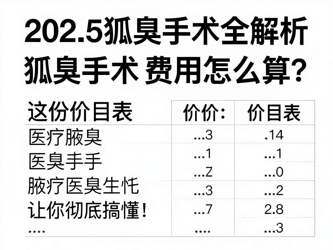 2025狐臭手术价目表全解析，狐臭手术费用怎么算？这份价目表让你彻底搞懂！