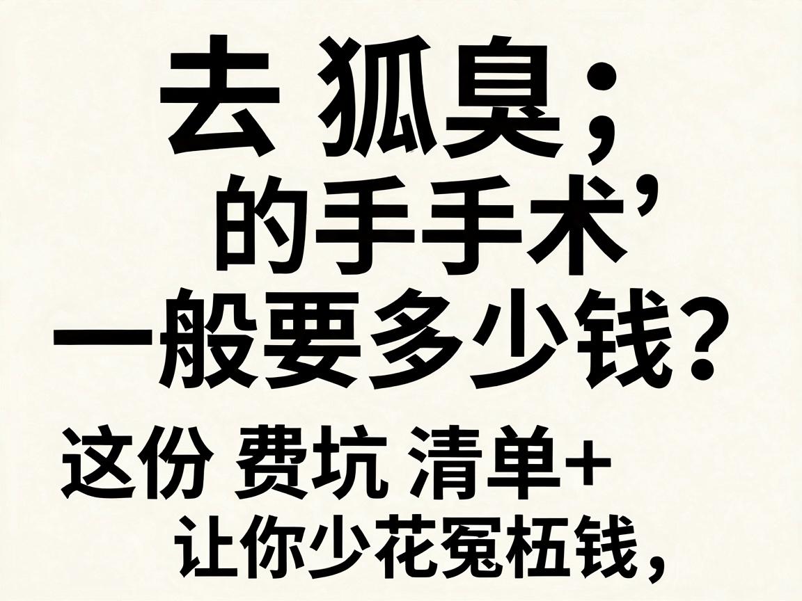 去狐臭的手术一般要多少钱？这份费用清单+避坑指南，让你少花冤枉钱